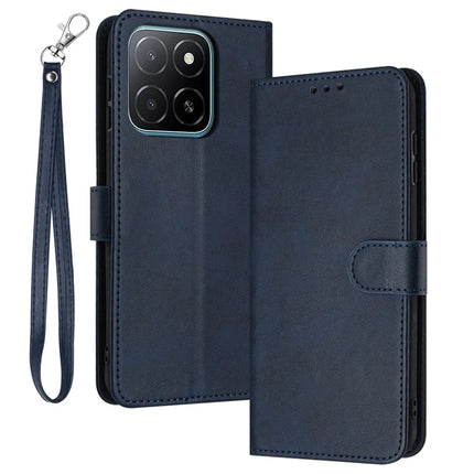 For Honor X5b / X5b Plus Case Flip Stand PU Leather Wallet Phone Cover Calf Texture - Sapphire