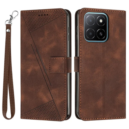 For Honor X5b / X5b Plus Case Handbag Imprinted Triangle Leather Phone Cover - Brown