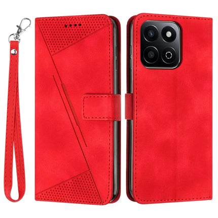 For Honor X7c 4G / 200 Smart 5G / Play 60 Plus 5G / Play 9T Case Handbag Imprinted Triangle Leather Phone Cover - Red