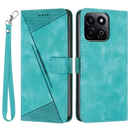 For Honor X7c 4G / 200 Smart 5G / Play 60 Plus 5G / Play 9T Case Handbag Imprinted Triangle Leather Phone Cover - Green