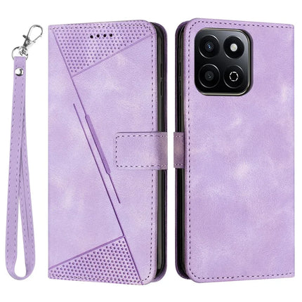 For Honor X7c 4G / 200 Smart 5G / Play 60 Plus 5G / Play 9T Case Handbag Imprinted Triangle Leather Phone Cover - Purple