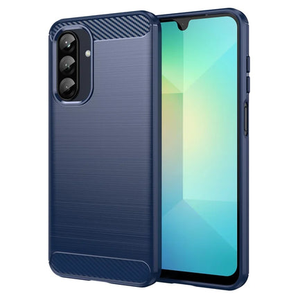 For Samsung Galaxy A26 5G Case Carbon Fiber Texture Brushed Anti Fingerprint Phone Back Cover - Blue