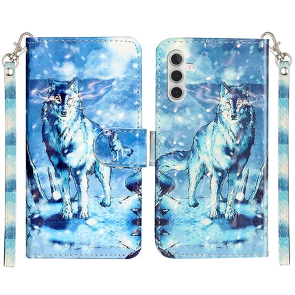 For Samsung Galaxy A16 4G / 5G Case 3D Pattern Printed Phone Leather Phone Cover - Snow Wolf