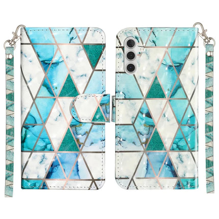 For Samsung Galaxy A16 4G / 5G Case 3D Pattern Printed Phone Leather Phone Cover - Green Marble