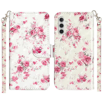 For Samsung Galaxy A16 4G / 5G Case 3D Pattern Printed Phone Leather Phone Cover - Roses