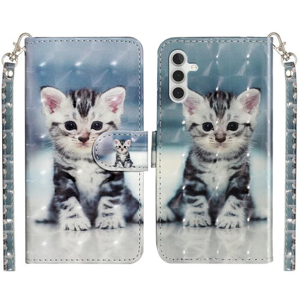 For Samsung Galaxy A16 4G / 5G Case 3D Pattern Printed Phone Leather Phone Cover - Cat