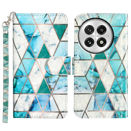 For OnePlus 13 Case 3D Pattern Printed Phone Leather Phone Cover - Green Marble