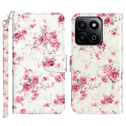 For Honor X7c 4G / 200 Smart 5G Case 3D Pattern Printed Phone Leather Phone Cover - Roses
