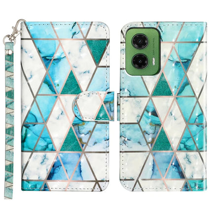 For Motorola Moto G35 5G Case 3D Pattern Printed Phone Leather Phone Cover - Green Marble