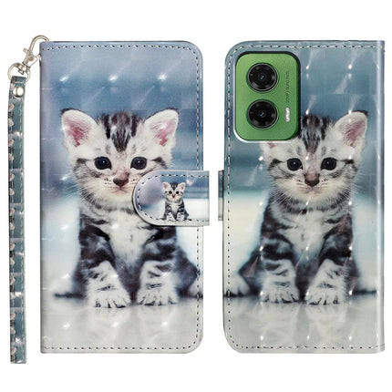 For Motorola Moto G35 5G Case 3D Pattern Printed Phone Leather Phone Cover - Cat