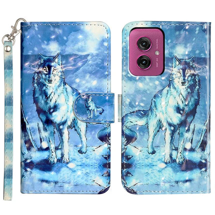 For Motorola Moto G55 5G Case 3D Pattern Printed Phone Leather Phone Cover - Snow Wolf