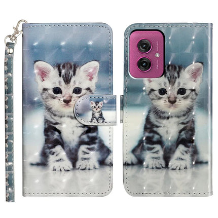 For Motorola Moto G55 5G Case 3D Pattern Printed Phone Leather Phone Cover - Cat