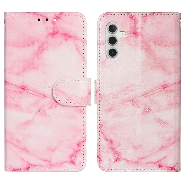 For Samsung Galaxy A16 4G / 5G Case Pattern PU Leather Flip Phone Cover - Pink Marble