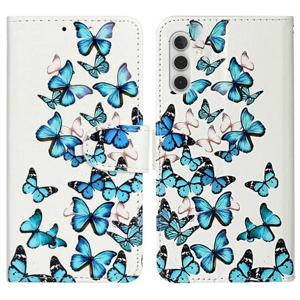 For Samsung Galaxy A16 4G / 5G Case Pattern PU Leather Flip Phone Cover - Blue Butterfly