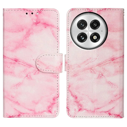 For OnePlus 13 Case Pattern PU Leather Flip Phone Cover  - Pink Marble