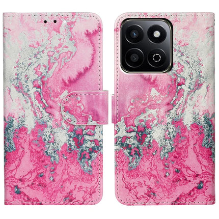 For Honor X7c 4G / 200 Smart 5G Case Pattern PU Leather Flip Phone Cover - Pink Seawater Marble