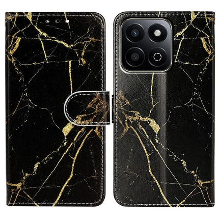 For Honor X7c 4G / 200 Smart 5G Case Pattern PU Leather Flip Phone Cover - Black Gold Marble