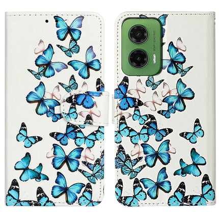 For Motorola Moto G35 5G Case Pattern PU Leather Flip Phone Cover - Blue Butterfly