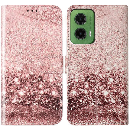 For Motorola Moto G35 5G Case Pattern PU Leather Flip Phone Cover - Rose Gold Marble