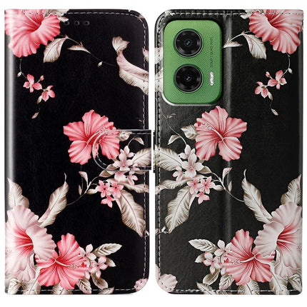 For Motorola Moto G35 5G Case Pattern PU Leather Flip Phone Cover - Rhododendron