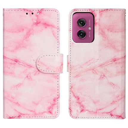 For Motorola Moto G55 5G Case Pattern PU Leather Flip Phone Cover - Pink Marble