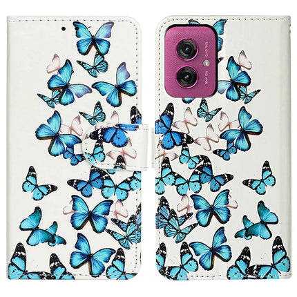 For Motorola Moto G55 5G Case Pattern PU Leather Flip Phone Cover - Blue Butterfly