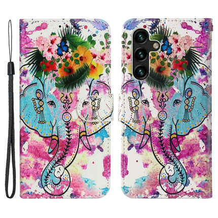 For Samsung Galaxy A36 5G Case Pattern Leather Wallet Phone Cover with Card Holder - Flower Elephant