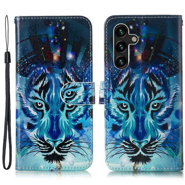 For Samsung Galaxy A26 5G Case Pattern Leather Wallet Phone Cover with Card Holder - Wolf