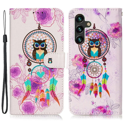For Samsung Galaxy A26 5G Case Pattern Leather Wallet Phone Cover with Card Holder - Wind Chime Owl