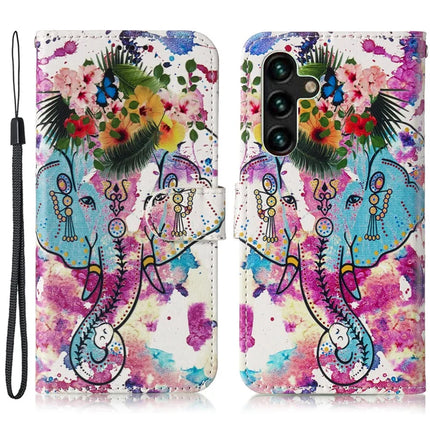 For Samsung Galaxy A26 5G Case Pattern Leather Wallet Phone Cover with Card Holder - Flower Elephant