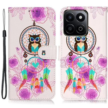 For Honor X7c 4G / 200 Smart 5G Case Pattern Leather Wallet Phone Cover with Card Holder - Wind Chime Owl