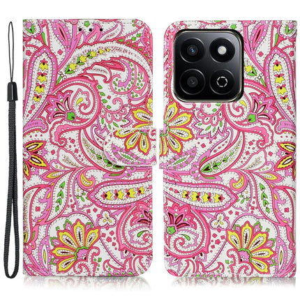 For Honor X7c 4G / 200 Smart 5G Case Pattern Leather Wallet Phone Cover with Card Holder - Flower