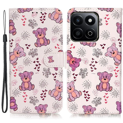For Honor X7c 4G / 200 Smart 5G Case Pattern Leather Wallet Phone Cover with Card Holder - Bear