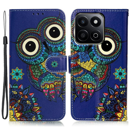 For Honor X7c 4G / 200 Smart 5G Case Pattern Leather Wallet Phone Cover with Card Holder - Owl