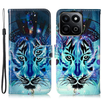 For Honor X7c 4G / 200 Smart 5G Case Pattern Leather Wallet Phone Cover with Card Holder - Wolf
