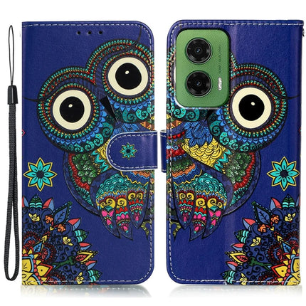For Motorola Moto G35 5G Case Pattern Leather Wallet Phone Cover with Card Holder - Owl