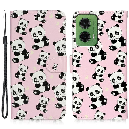 For Motorola Moto G35 5G Case Pattern Leather Wallet Phone Cover with Card Holder - Panda