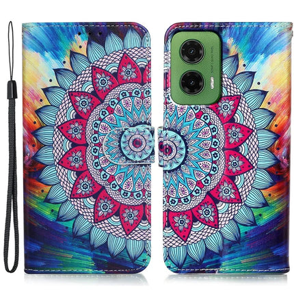 For Motorola Moto G35 5G Case Pattern Leather Wallet Phone Cover with Card Holder - Mandala Flower
