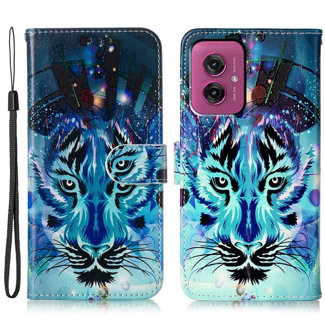 For Motorola Moto G55 5G Case Pattern Leather Wallet Phone Cover with Card Holder - Wolf