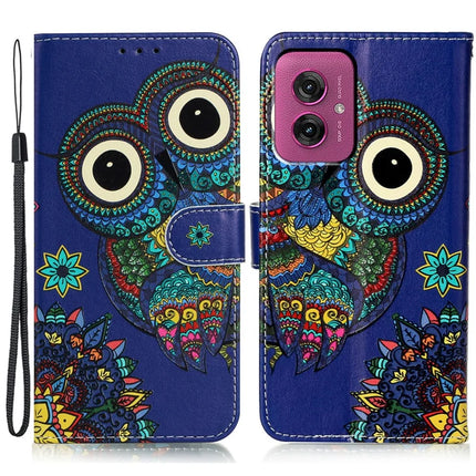 For Motorola Moto G55 5G Case Pattern Leather Wallet Phone Cover with Card Holder - Owl