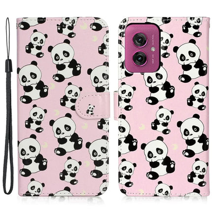 For Motorola Moto G55 5G Case Pattern Leather Wallet Phone Cover with Card Holder - Panda