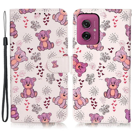 For Motorola Moto G55 5G Case Pattern Leather Wallet Phone Cover with Card Holder - Bear