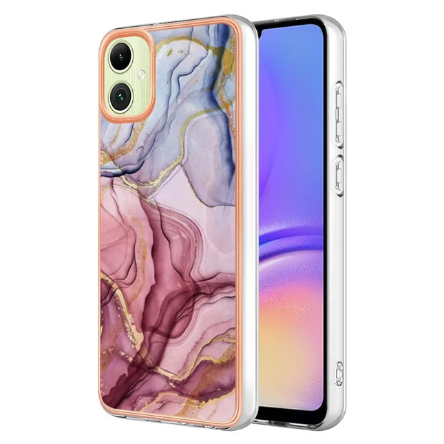 For Samsung Galaxy A06 TPU Case Marble Pattern 2.0mm Electroplating Phone Back Cover - Rose Gold