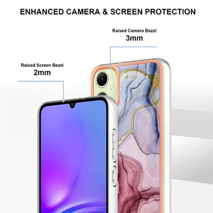 For Samsung Galaxy A06 TPU Case Marble Pattern 2.0mm Electroplating Phone Back Cover