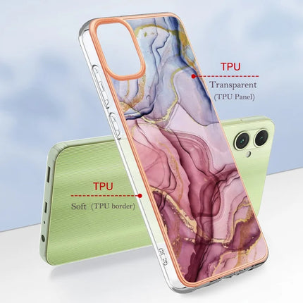 For Samsung Galaxy A06 TPU Case Marble Pattern 2.0mm Electroplating Phone Back Cover