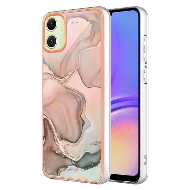 For Samsung Galaxy A06 TPU Case Marble Pattern 2.0mm Electroplating Phone Back Cover - Pink