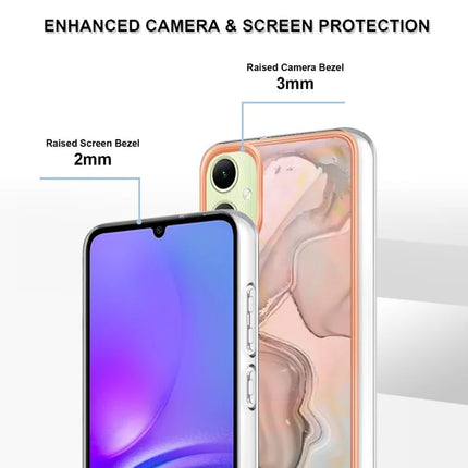For Samsung Galaxy A06 TPU Case Marble Pattern 2.0mm Electroplating Phone Back Cover