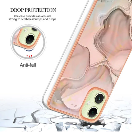 For Samsung Galaxy A06 TPU Case Marble Pattern 2.0mm Electroplating Phone Back Cover