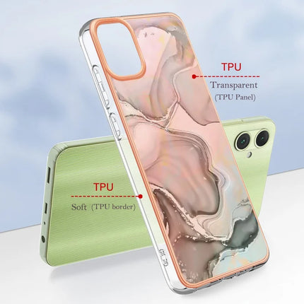 For Samsung Galaxy A06 TPU Case Marble Pattern 2.0mm Electroplating Phone Back Cover