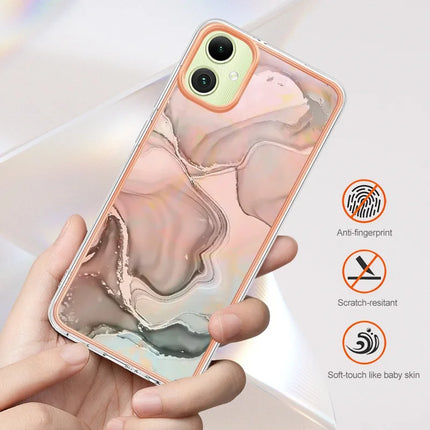 For Samsung Galaxy A06 TPU Case Marble Pattern 2.0mm Electroplating Phone Back Cover